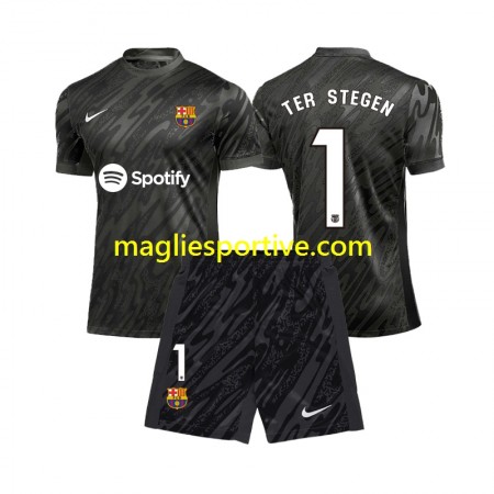 Completo Calcio Barcellona Ter Stegen 1 Portiere Bambino Divisa Terza 2024-2025